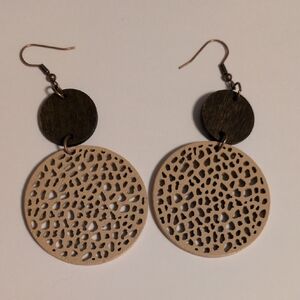 Elegant Cream and Brown Dangle Earrings